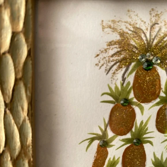 Gold Pineapple Art in Textured Frame - Picture 7 of 10
